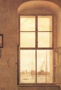 Caspar David Friedrich View of the Artist's Studio Right Window (mk10) oil painting reproduction
